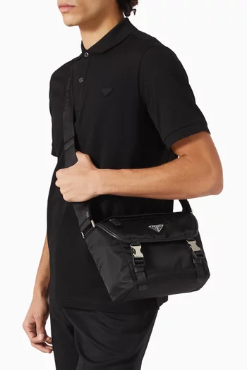 Crossbody Bag in Re-Nylon & Saffiano Leather