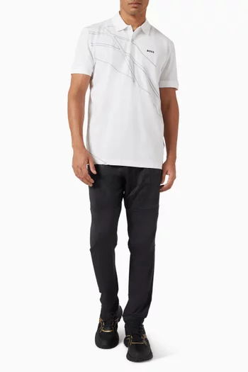 تي شيرت بولو بادي بشعار الماركة بتصميم فني مزيج قطن