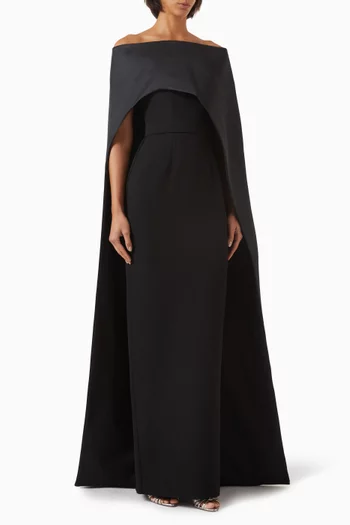 Azrael & Maddox Cape Gown in Crepe
