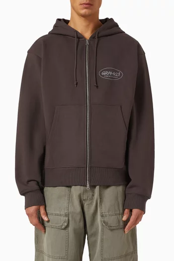 كنزة بغطاء رأس وسحّاب وشعار Original Freedom قطن