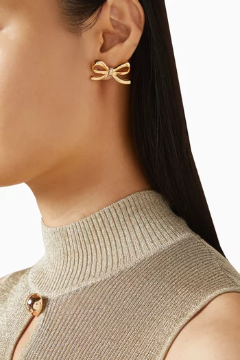 Bow Stud Earrings in Gold-plated Brass