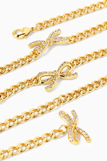 Crystal Bow Necklace in Gold-plated Brass