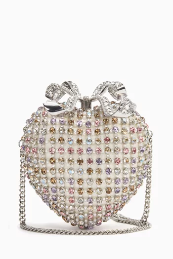 Crystal-embellished Heart Clutch