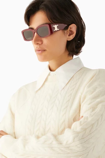 نظارة شمسية كبيرة بشعار تريومف وإطار مستطيل أسيتات