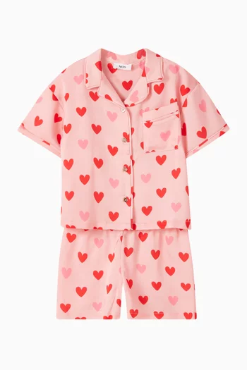 Heart-print Pyjama & Scrunchie Set