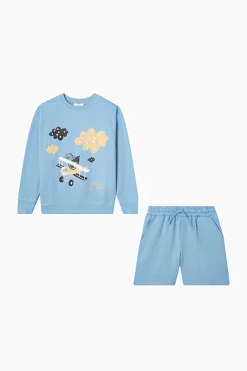 Graphic-print Sweatshirt & Shorts Set
