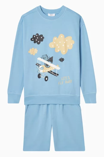 Graphic-print Sweatshirt & Shorts Set
