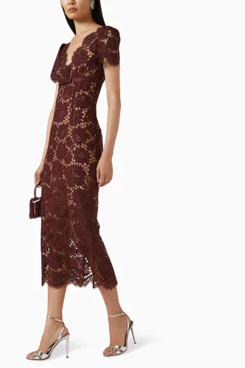 Midi Dress in Floral Lace