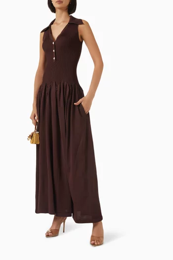 Rib-knit Midi Dress in Viscose Blend