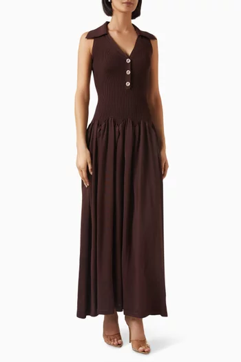Rib-knit Midi Dress in Viscose Blend
