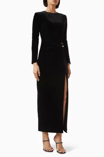 Diamanté-chain Dress in Velvet
