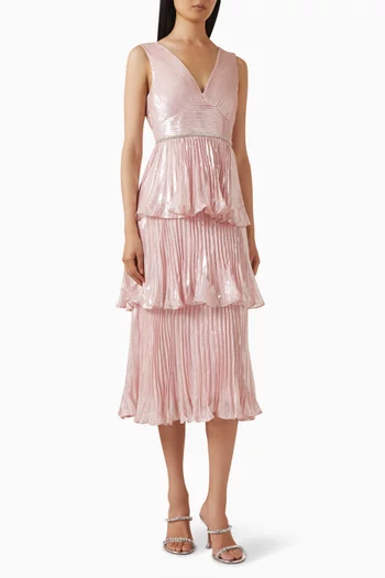 Tiered Midi Dress in Chiffon