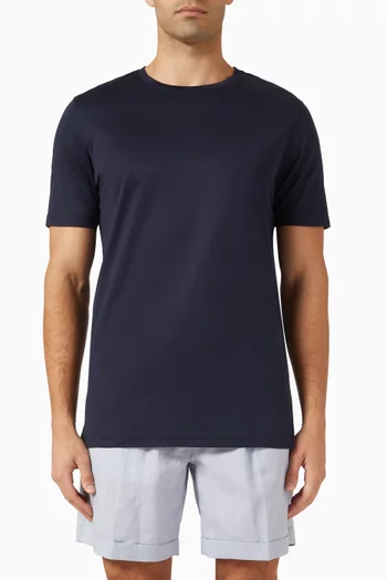 تي شيرت بفتحة رقبة مستديرة قطن جيرسيه