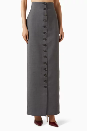 تنورة طويلة بخصر مرتفع