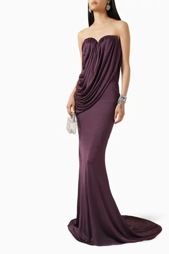 فستان بتصميم مشد وفتحة رقبة على شكل قلب جيرسيه