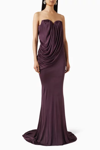 فستان بتصميم مشد وفتحة رقبة على شكل قلب جيرسيه