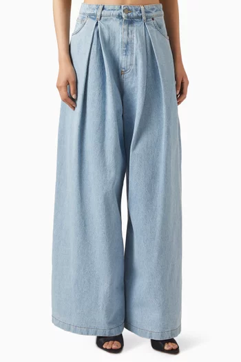 بنطال جينز بقصة ساق واسعة دينم