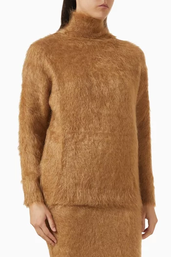 سترة بفتحة رقبة بياقة عالية نسيج موهير