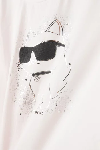 تي شيرت مزين بطبعة قطن