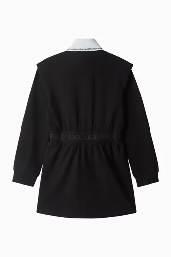 فستان بنمط قميص بشريط شعار الماركة مزيج فيسكوز