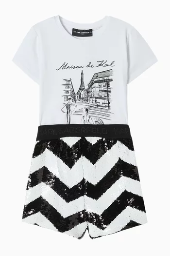 تي شيرت بطبعة شعار الماركة قطن