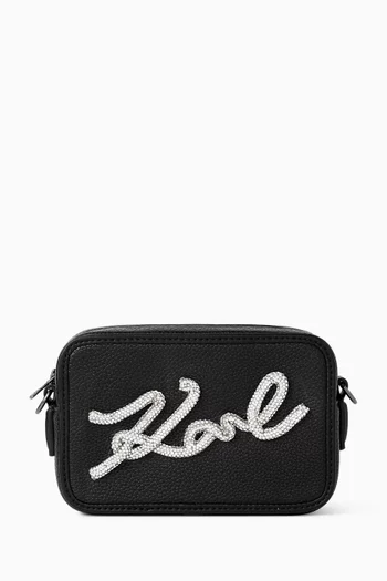 حقيبة كروس بشعار الماركة مرصع بأحجار الراين