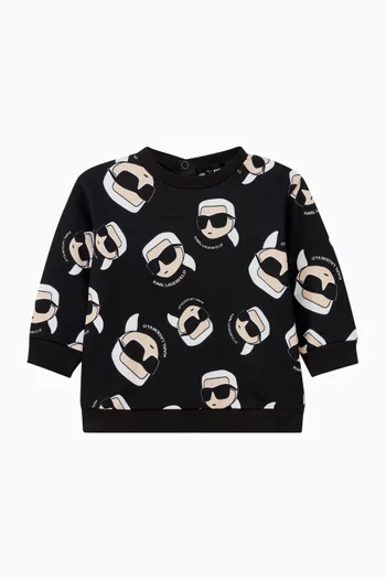 All-over Karl Logo Sweatshirt in Cotton-fleece