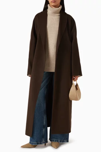 Belted Relaxed Coat in Wool-cashmere