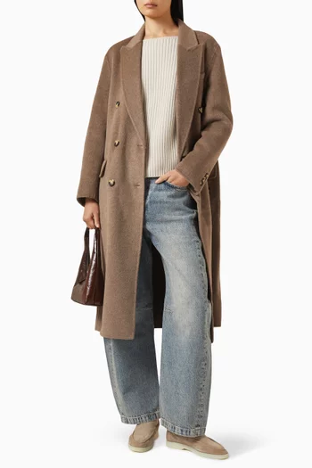 سترة انجريد منسوجة بفتحة رقبة على شكل قارب