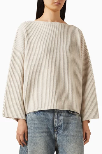 سترة انجريد منسوجة بفتحة رقبة على شكل قارب