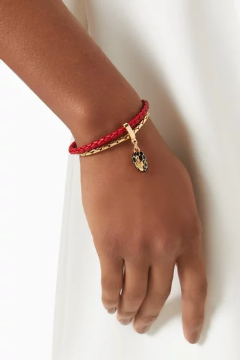 Serpenti Forever Bracelet in Leather & Gold-plated Brass