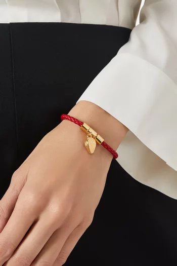 Serpenti Forever Bracelet in Leather & Gold-plated Brass