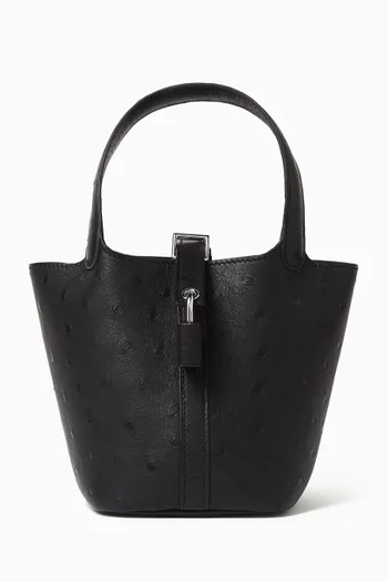 Unused Micro Picotin Bag in Ostrich Leather
