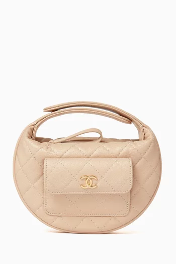 Unused Caviar Quilted Polly Pocket Hobo Pouch in Caviar Leather