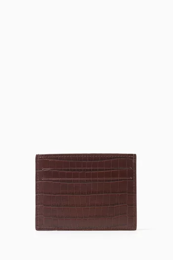 Pocket Card Holder in Croc-embossed Leather