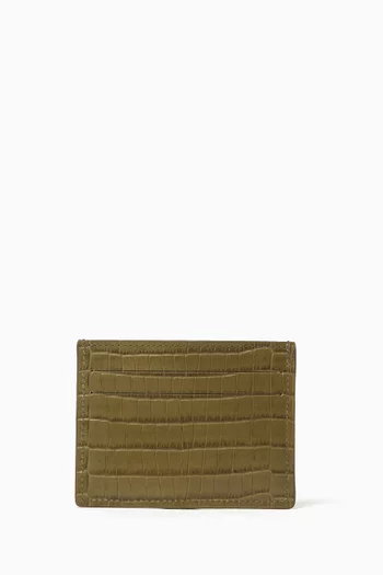 Pocket Card Holder in Croc-embossed Leather