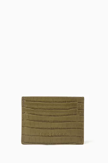 Pocket Card Holder in Croc-embossed Leather