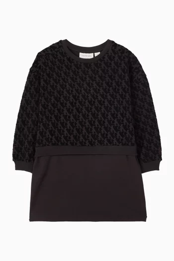 فستان بشعار الماركة مزيج قطن