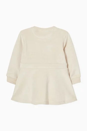 فستان بشعار الماركة قماش قطني مخملي مضلع