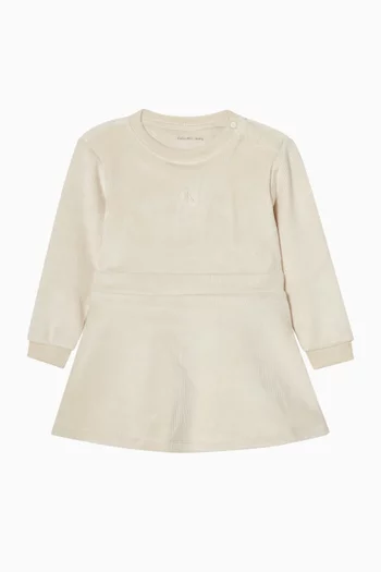 فستان بشعار الماركة قماش قطني مخملي مضلع