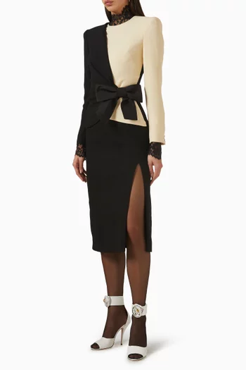 Bow Midi Dress in Wool-crepe