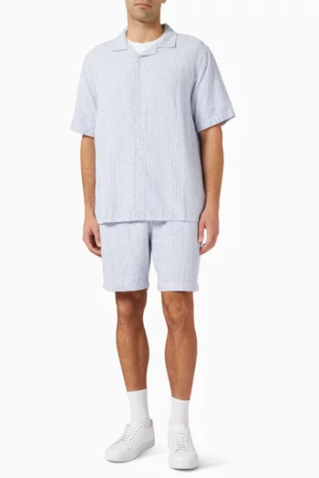 Kurt Textured Stripe Shorts in Linen