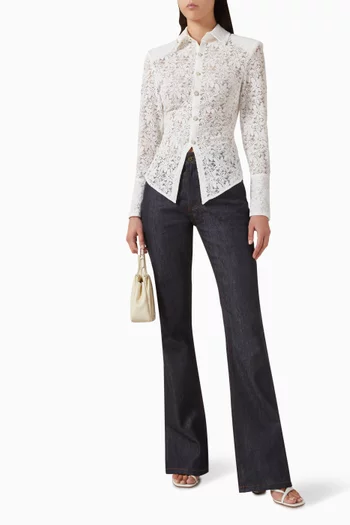 Angled Wide Shoulder Shirt in Lace