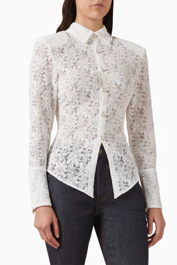 Angled Wide Shoulder Shirt in Lace