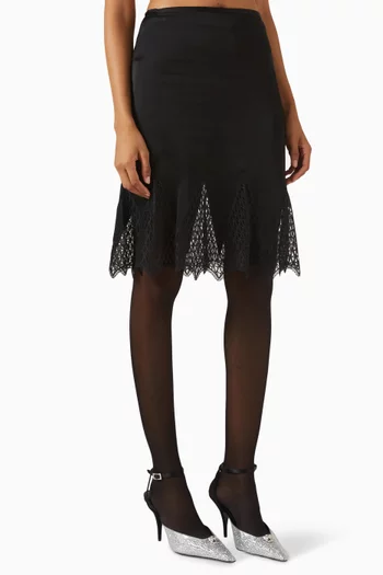 Lace-insert Skirt in Envers-satin