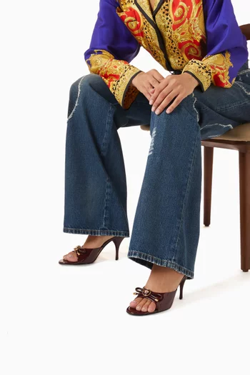 Opera 85 Bow Mule Sandals in Patent Leather