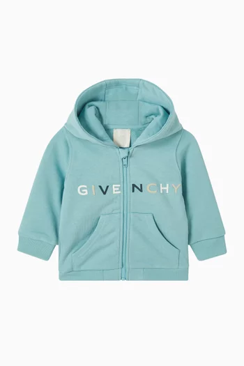 كنزة بغطاء رأس وطبعة شعار الماركة قطن