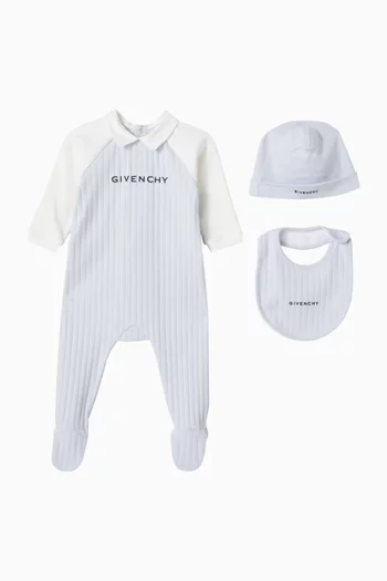 3-piece Logo Sleepsuit Set in Cotton