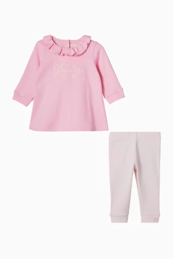 Embroidered Logo 2-piece Co-ord Set in Cotton