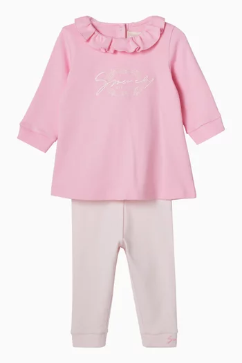 Embroidered Logo 2-piece Co-ord Set in Cotton